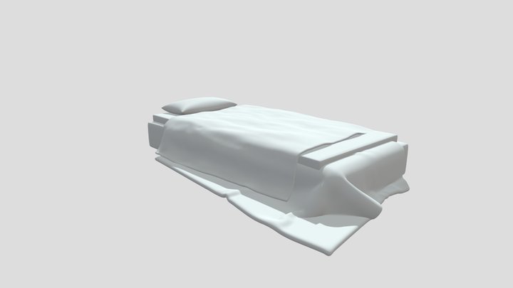 Dorm Floor Mattress With Sheets [No Texture] 3D Model