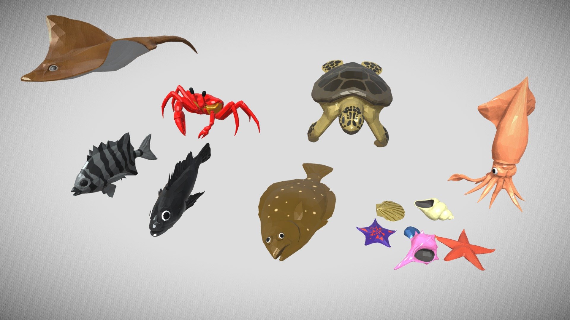 Low Poly] Animated Sea Animals  - Buy Royalty Free 3D model by  Jiffycrew (@jiffycrew) [1faffe8]
