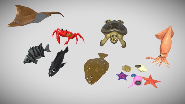 [Low Poly] Animated Sea Animals Vol.1 3D Model