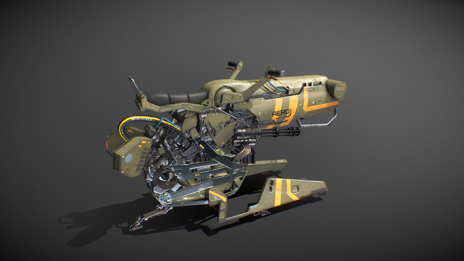 3D model Sci-fi Hover Bike Version 2 - This is a 3D model of the Sci-fi Hover Bike Version 2. The 3D model is about a toy tank on a grey surface.