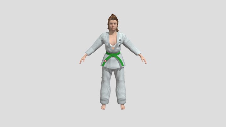 Karate Girl Green belt 3D Model