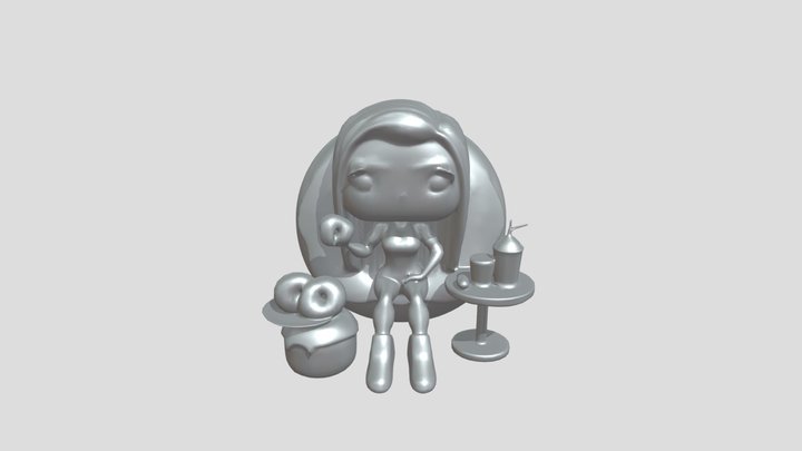 stylized doll with blonde hair 3D Model