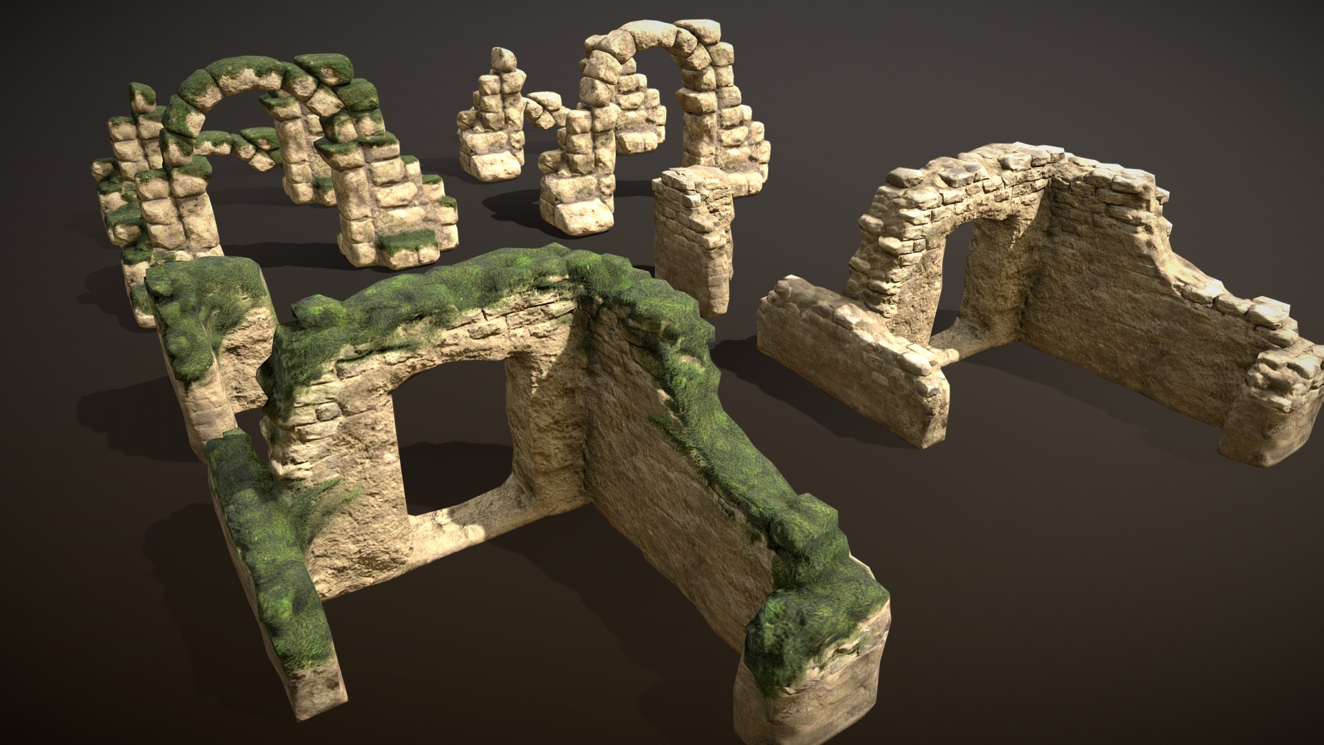 3D model Stone Ruins set - This is a 3D model of the Stone Ruins set. The 3D model is about a model of a dinosaur.
