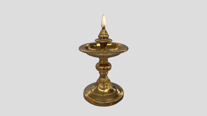 Golden Oil Lamp 3D Model