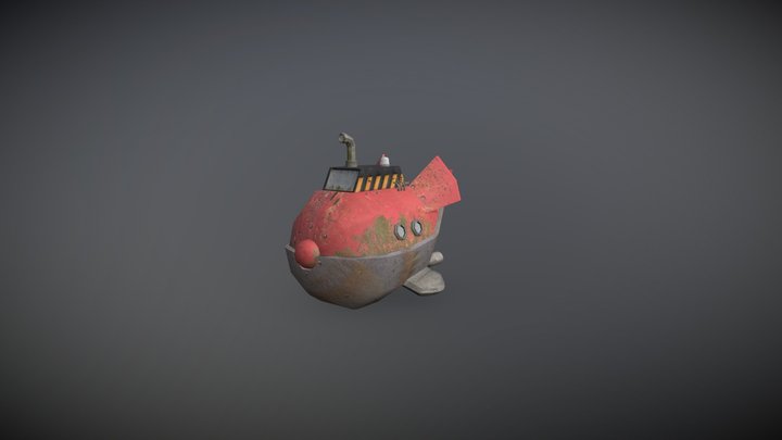 Red Submarine 3D Model