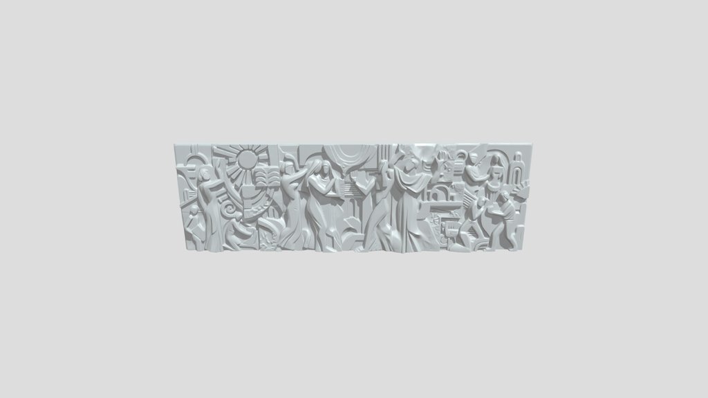Stone relief panel with human figures and scene