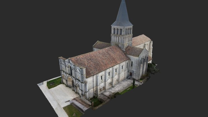 Église abbatiale de Saint-Amant-de-Boixe 3D Model