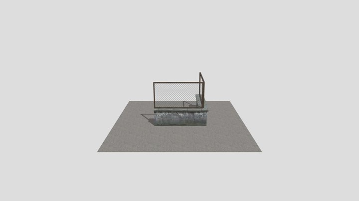 Concrete Fence Low Poly 3D Model
