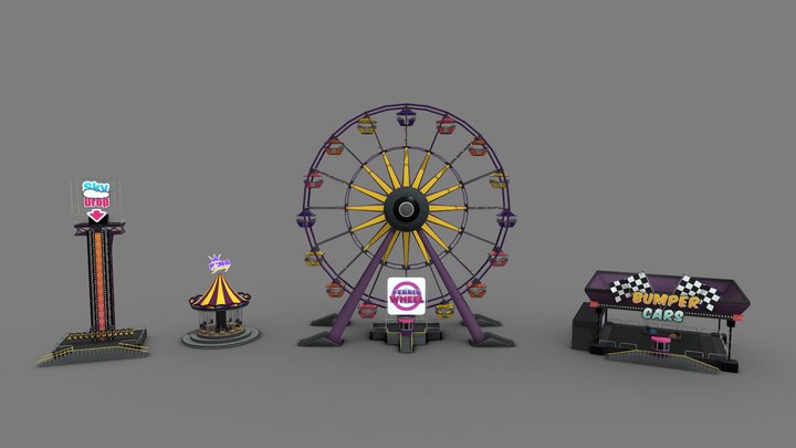 Amusement park game attractions pack 3D Model