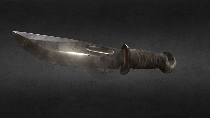 WWII Fighting Knife Game Asset 3D Model