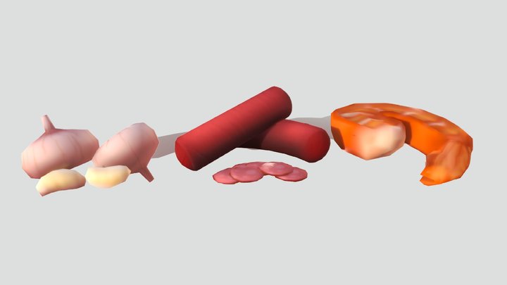 Garlic, Pepperoni and Shrimp 3D Model