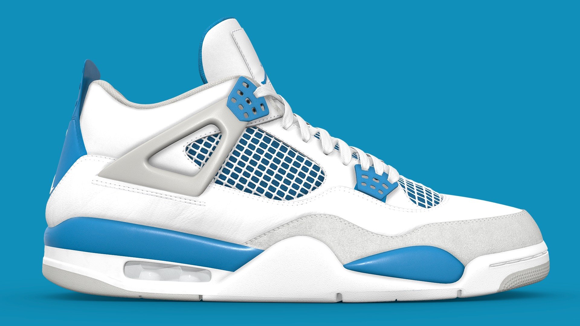 Jordan 4 Military Blue Buy Royalty Free 3D model by JoeWall