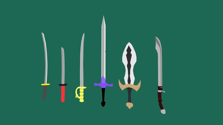 Low Poly Sword Set 3D Model