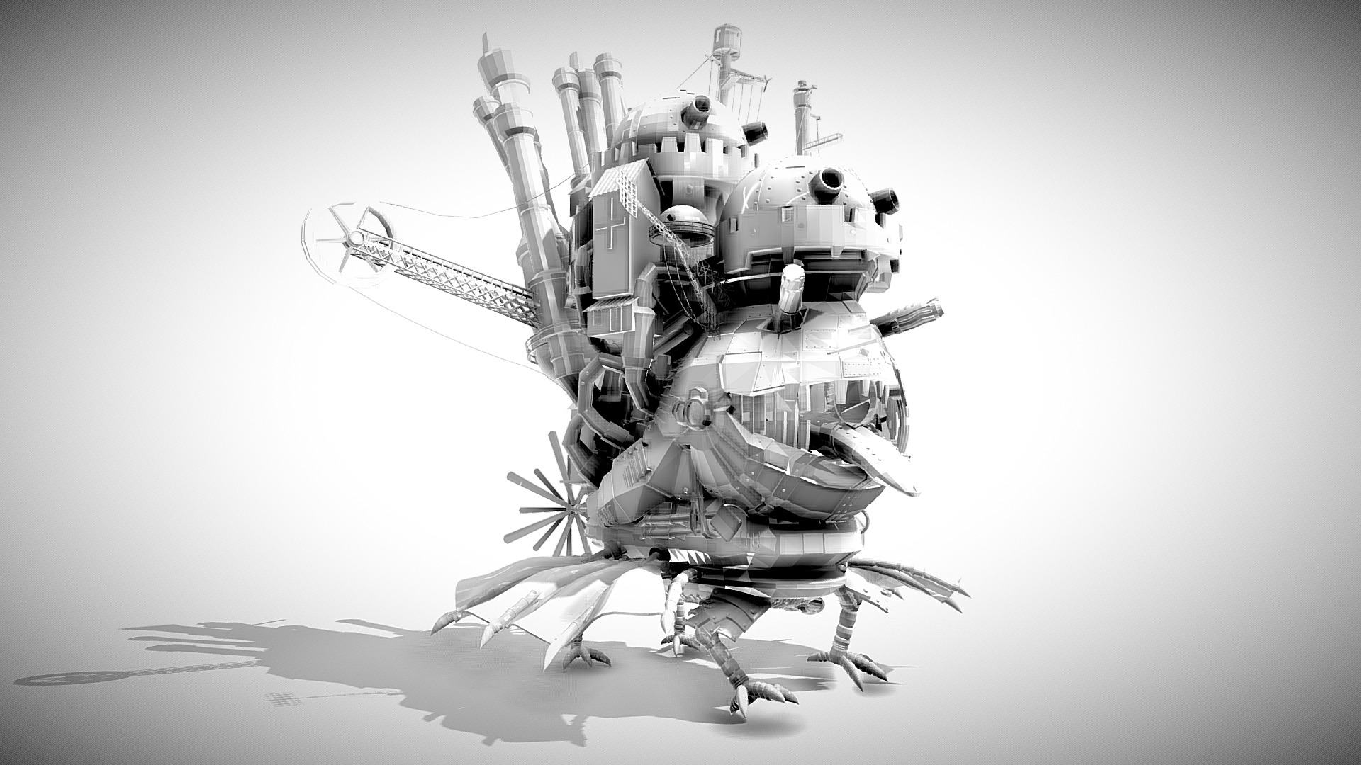3D model Howl’s Moving Castle 01 - This is a 3D model of the Howl's Moving Castle 01. The 3D model is about a large military ship.
