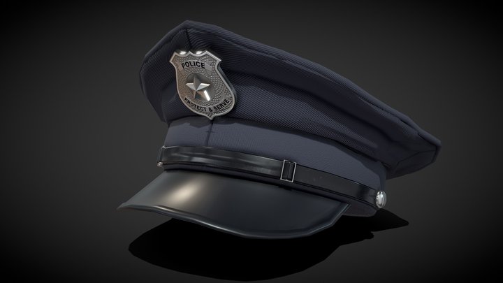 Police Officer Cap / Hat - low poly 3D Model
