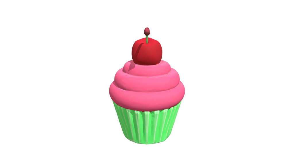 Pink cupcake with cherry on top