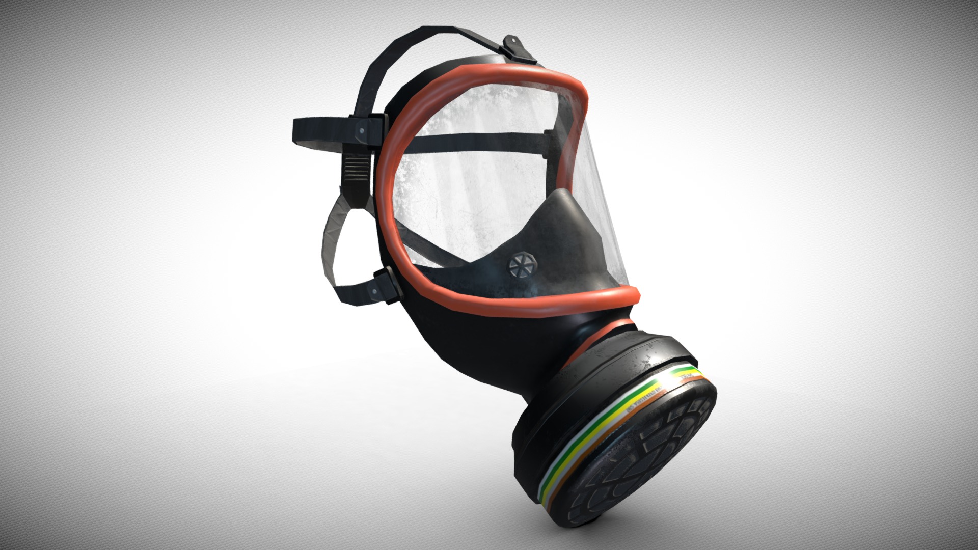 3D model Gas Mask - This is a 3D model of the Gas Mask. The 3D model is about a black and red headphones.