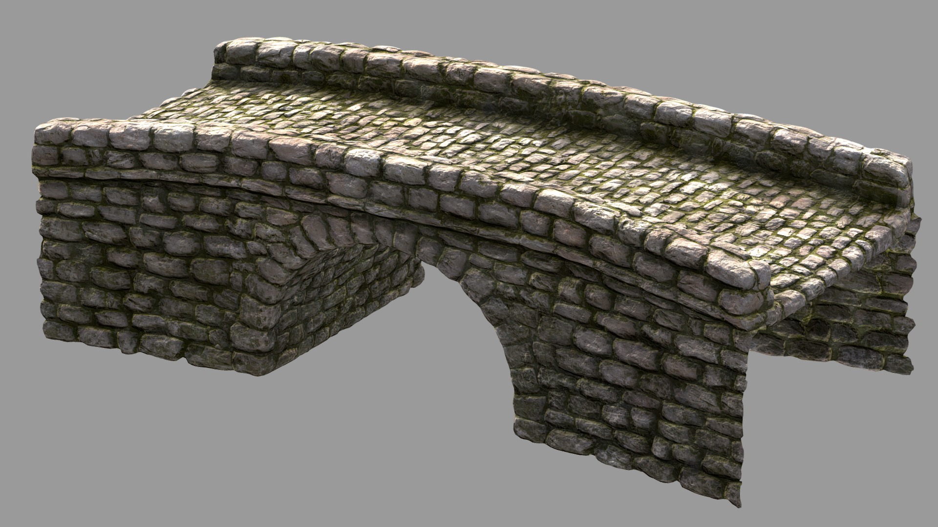 3D model Creek Bridge - This is a 3D model of the Creek Bridge. The 3D model is about a stone wall with a stone arch.