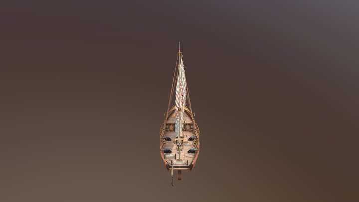 Chinese Junk Red Dragon 3D Model
