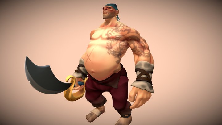 Bulky Pirate Character 3D Model