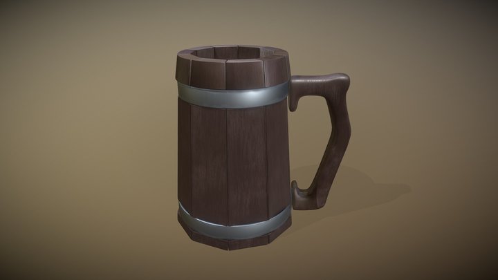 Wooden beer mug 3D Model