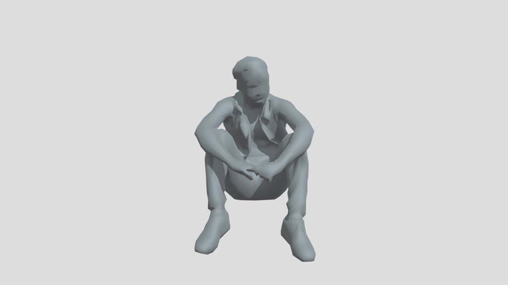 Lowpoly Male Sitting On Ground