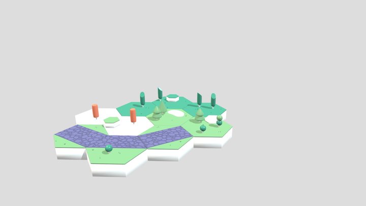 low poly nature tiles 3D Model
