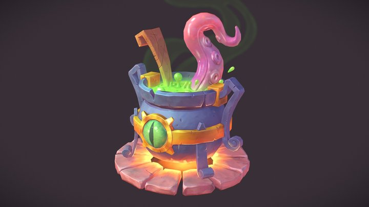 Stylized Cauldron - Game Ready Study 3D Model