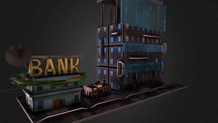 Cyberpunk Bank & Office 3D Model