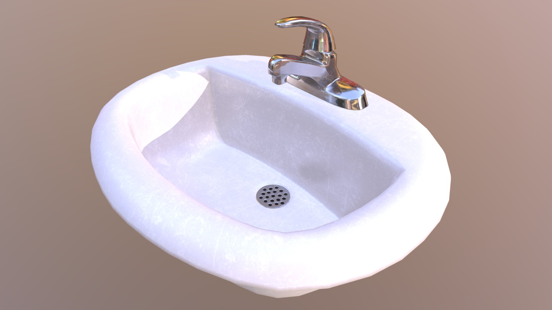 3D model Bathroom Sink - This is a 3D model of the Bathroom Sink. The 3D model is about a white sink with a faucet.