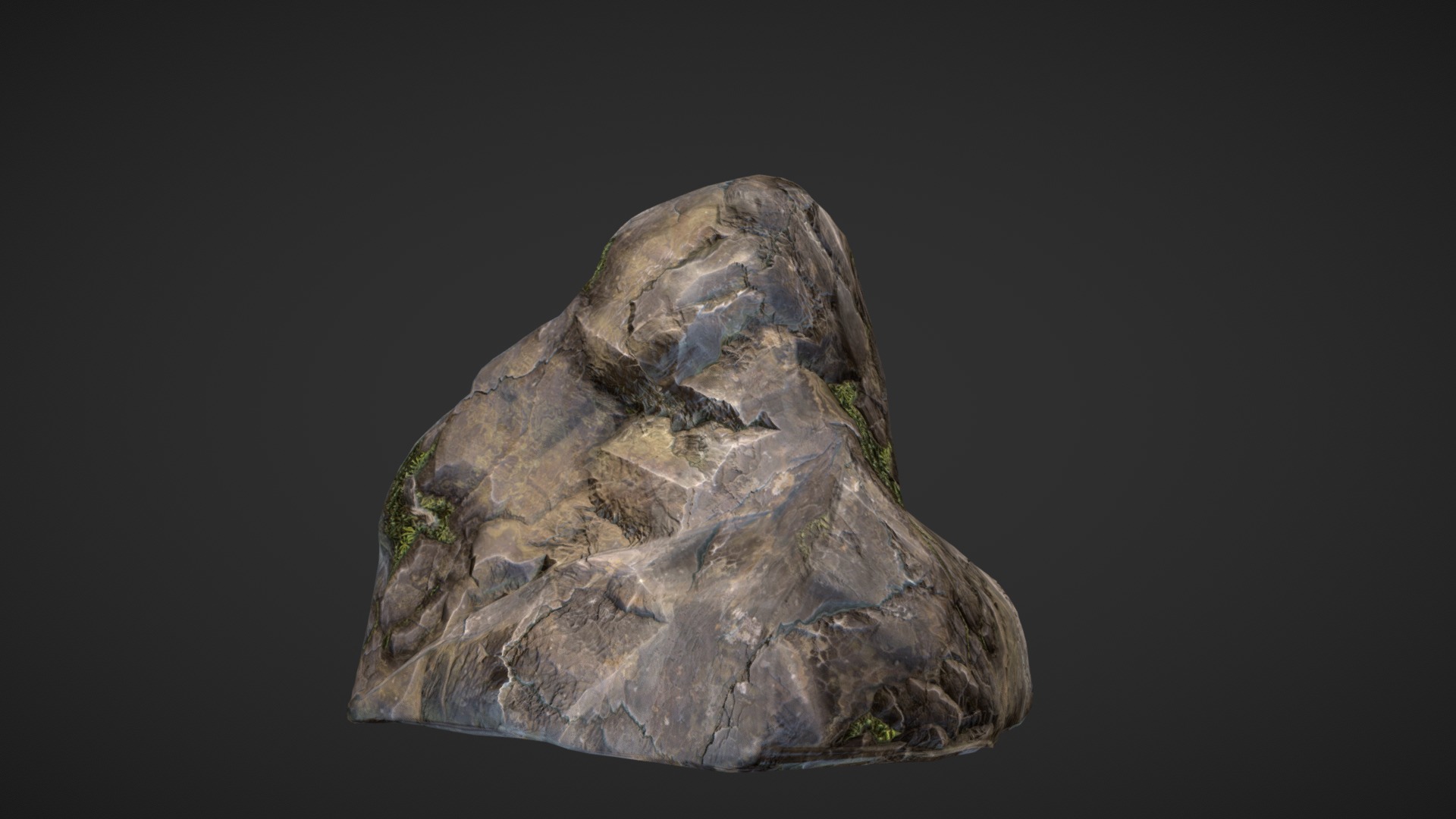 3D model Mossy rock - This is a 3D model of the Mossy rock. The 3D model is about a rock with a dark background.