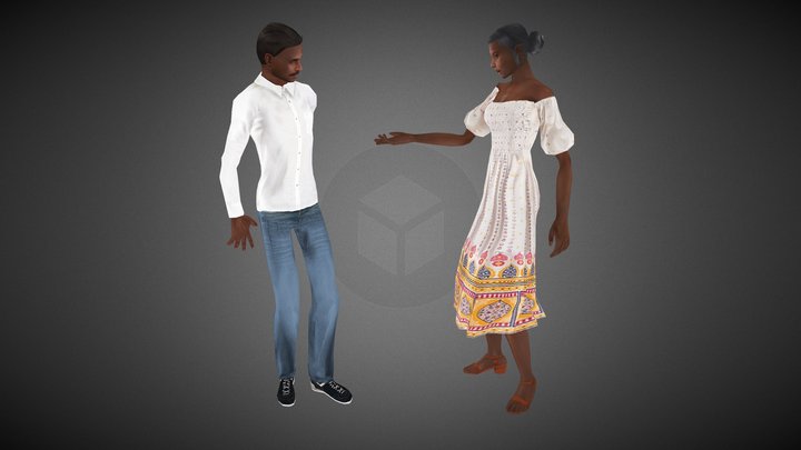 Ps2 style karnatid tamil indian male and female 3D Model