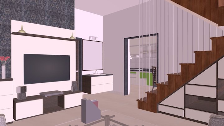 Mr.Mitesh-Living-Kitchen 3D Model