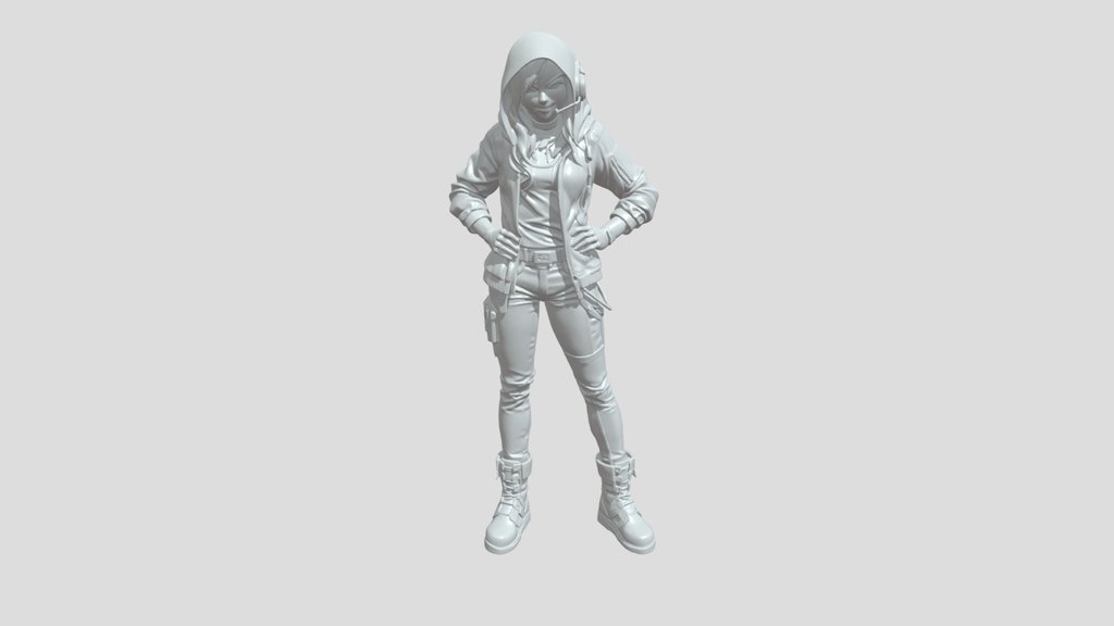 Cyberpunk-styled female figure