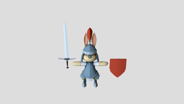Bunny Knight cartoon model low poly 3D Model