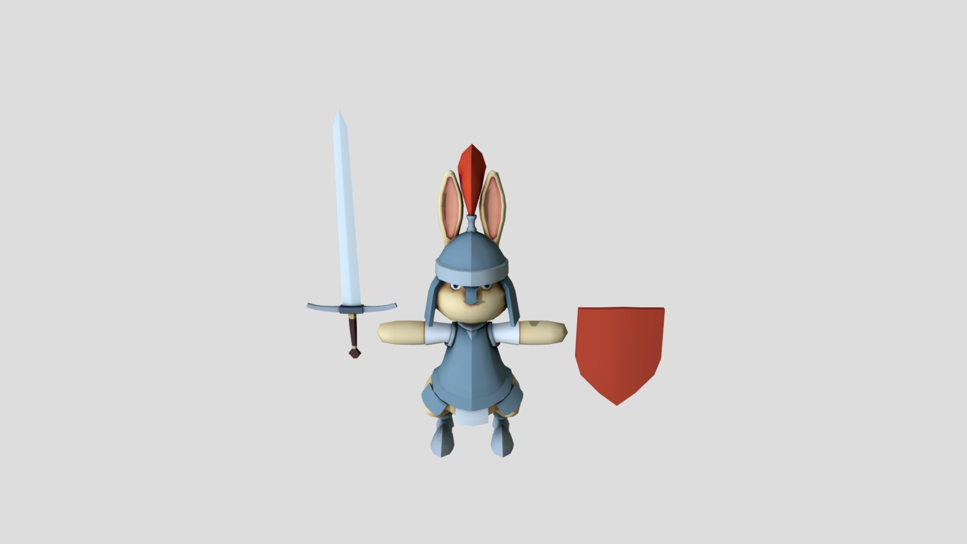 Bunny Knight Cartoon Model Low Poly Download Free 3d Model By