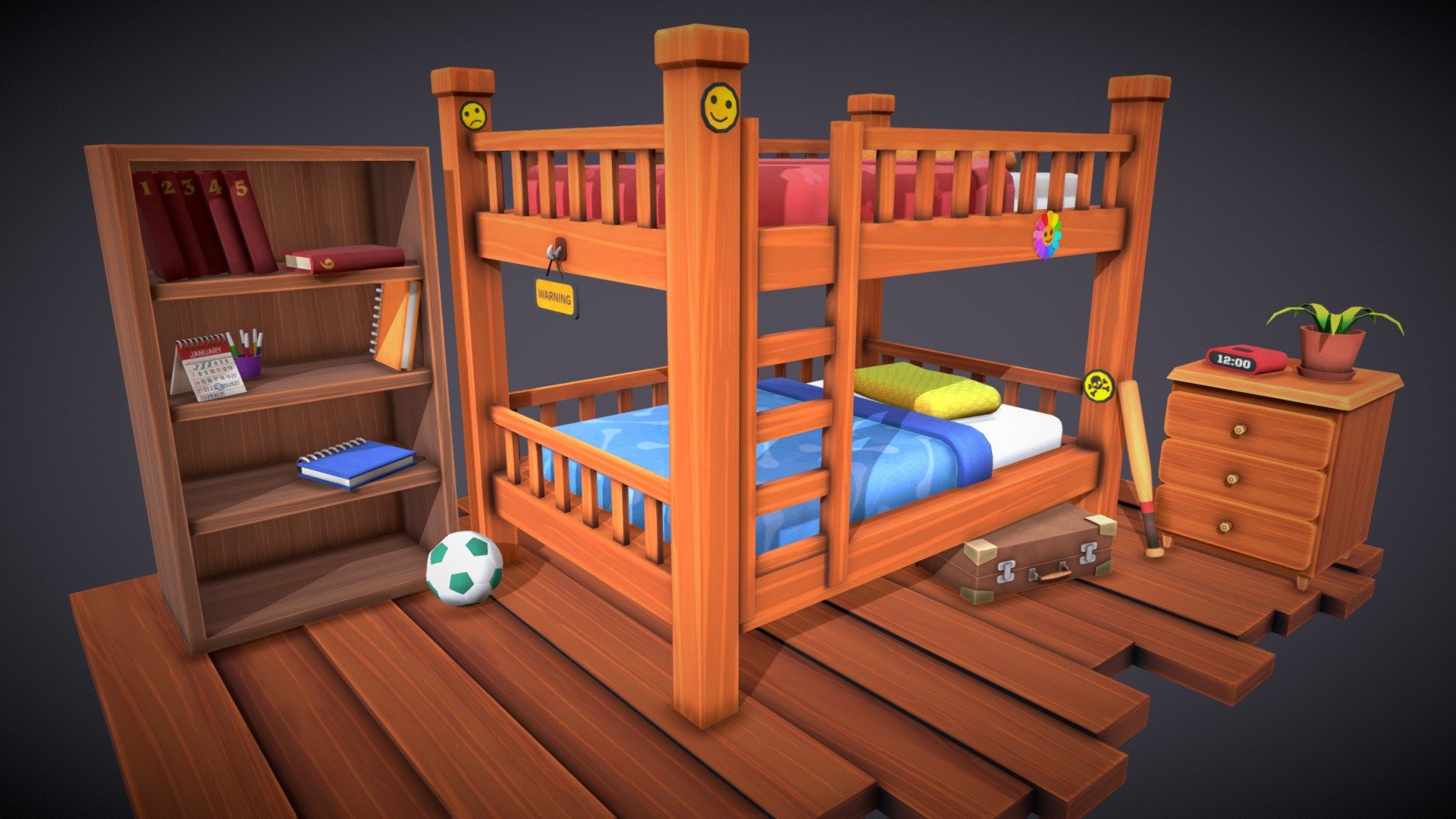 Stylized Bedroom Props 3D Low Poly Models - 3D model by Emre Alaca ...