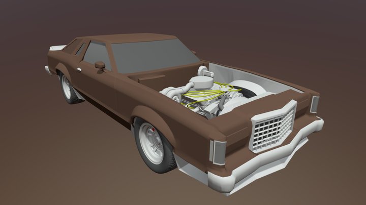 1977 Ford Thunderbird Turbo Coupe Hoodless 3D Model