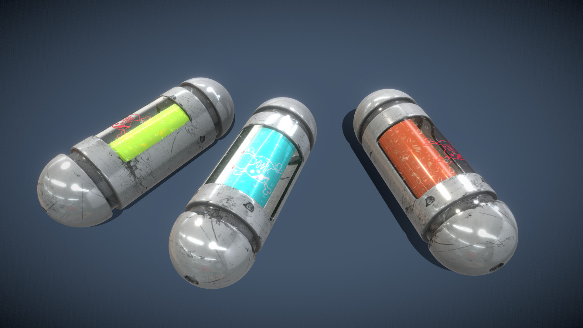 3D model Capsule - This is a 3D model of the Capsule. The 3D model is about a few white and blue capsules.