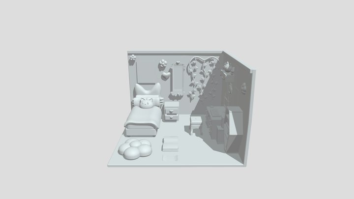 Isometric Kitty Room 3D Model