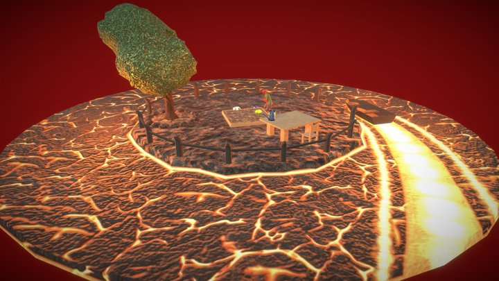 Fantasy Garden - Imp Gardening on Lava Island 3D Model