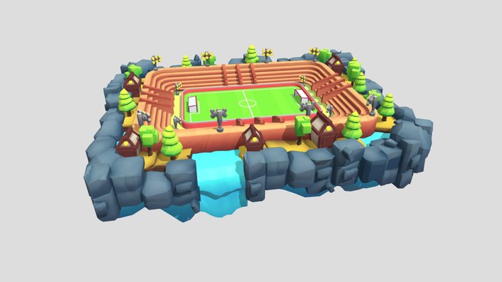 Soccer field Lowpoly 3D Model