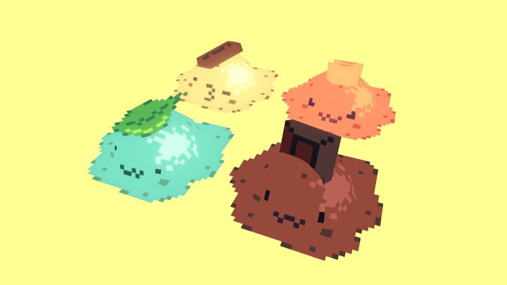 Ice Cream Slimes Set (Free!) 3D Model