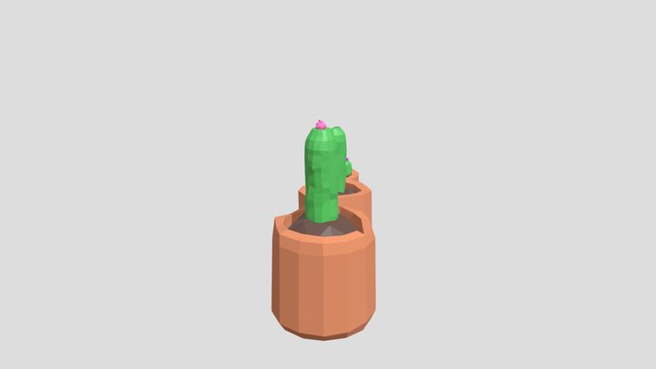 Low Poly Cactus Set | 3 Stylized Potted Plants