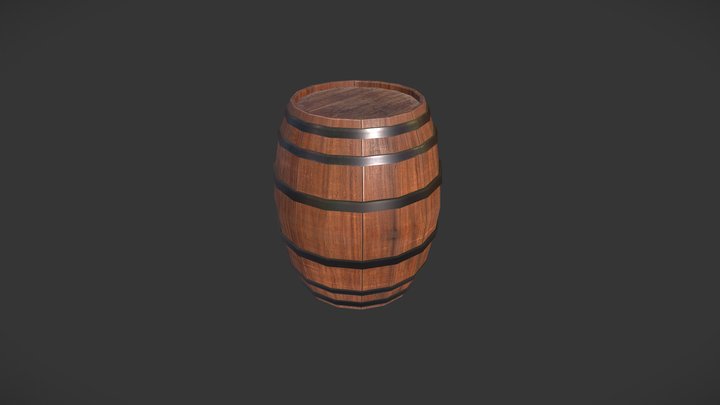 Wooden Barrel - Lowpoly PBR 3D Model