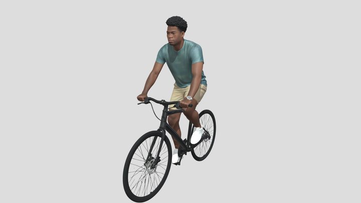 Focused Cyclist On A Black Bicycle – Kostenloses 3D-Modell STL