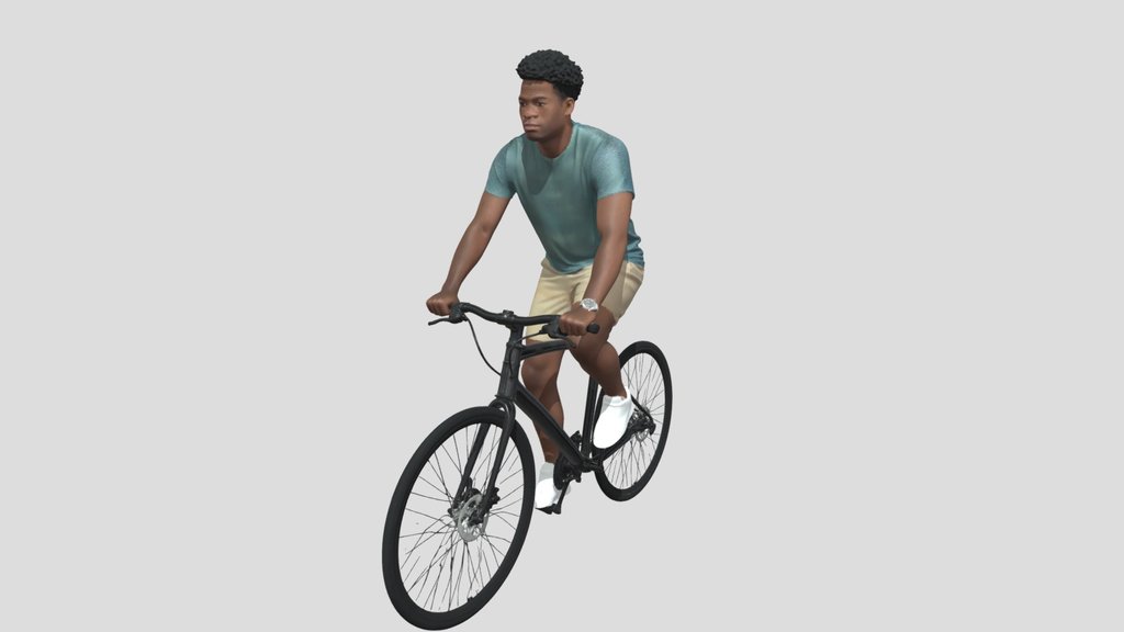 Focused Cyclist On A Black Bicycle