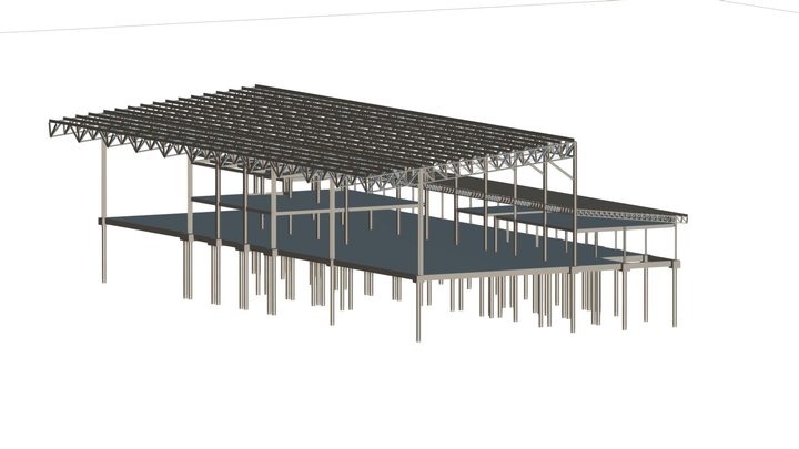 Cobertura Metálica - Edificação Industrial 3D Model