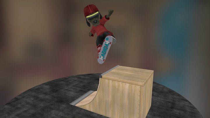 Skateboarding dog 3D Model