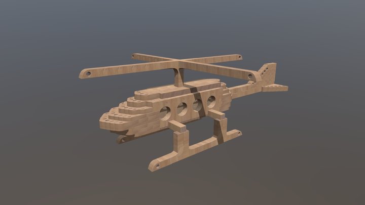 Wood Helicopter 3D Model